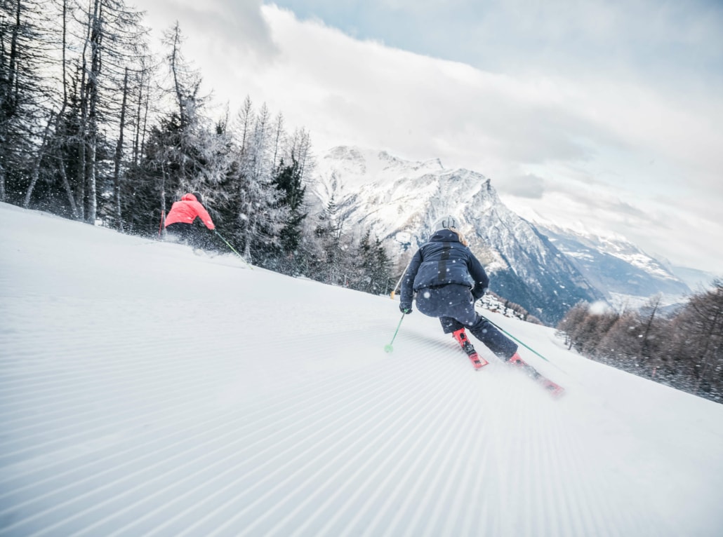 Skifahren auf Rosswald im Wallis